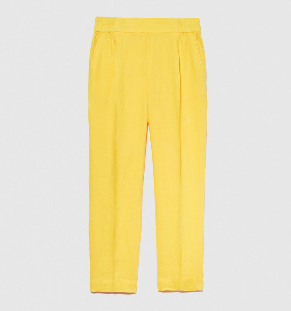 100% linen joggers - women's joggers - Yellow | Sisley image number 6